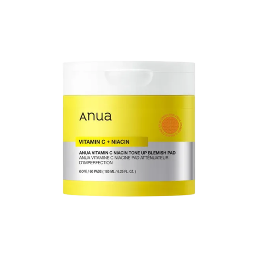 ANUA Vitamin C Niacin Tone Up Blemish Pad is a brightening toner pad designed to help improve dark spots, uneven tone, and dull skin. Formulated with Vitamin C and 2% Niacinamide, it supports a clearer and more radiant complexion while helping to reduce the appearance of blemishes and hyperpigmentation.

Enriched with PHA and LHA, it gently smooths rough texture without stripping the skin, while Panthenol and Hyaluronic Acid provide soothing hydration. The dual-sided pad features an embossed side for mild e