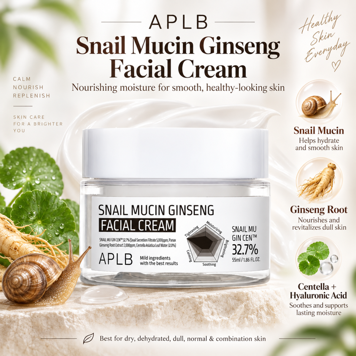APLB Snail Mucin Ginseng Facial Cream