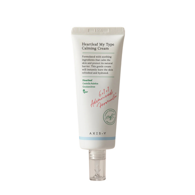 AXIS-Y Heartleaf My Type Calming Cream is a soothing moisturizer designed to calm and hydrate sensitive skin. Enriched with Houttuynia Cordata Extract and Centella Asiatica Extract, it helps reduce redness and irritation. The cream also contains Sodium Hyaluronate for deep hydration and a blend of botanical extracts to nourish and protect the skin.