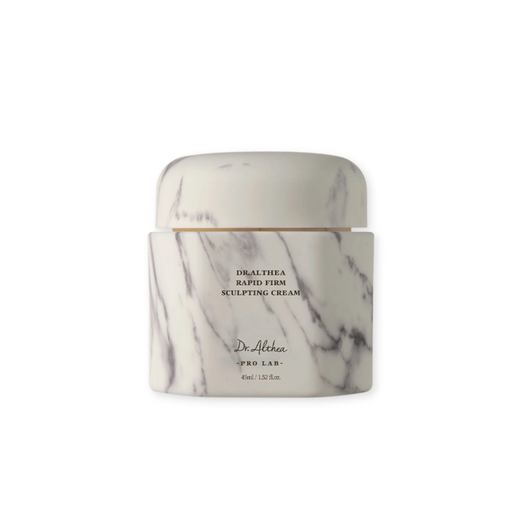 DR. ALTHEA Rapid Firm Sculpting Cream is a rich anti-aging moisturizer designed to firm, lift, and hydrate the skin. Powered by Collagen Extract, Hyaluronic Acid Complex, and Copper Tripeptide-1, it improves elasticity, plumps fine lines, and deeply moisturizes. Shea Butter, Beta-Glucan, and Sea Buckthorn Extract nourish and strengthen the skin barrier, while Acetyl Hexapeptide-8 and Coenzyme Q10 help smooth wrinkles and protect against signs of aging. With soothing botanicals and antioxidants, this cream l