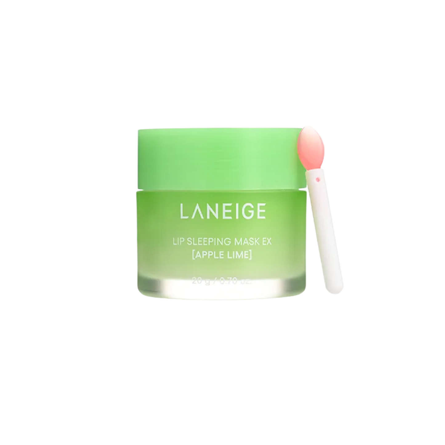 LANEIGE Lip Sleeping Mask EX Apple Lime is a nourishing overnight lip mask designed to hydrate and soften dry lips while you sleep. Enriched with moisturizing butters and fruit extracts, it helps smooth rough texture and lock in moisture. Lips feel soft, supple, and refreshed by morning with a fresh apple lime scent.