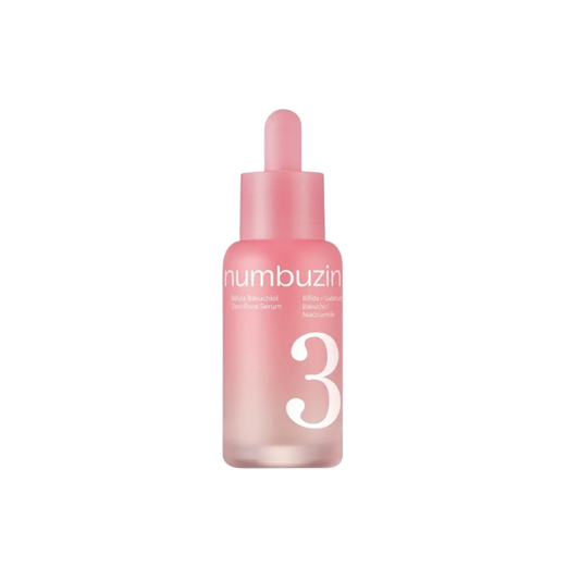 NUMBUZIN No.3 Bifida Bakuchiol Zero Pore Serum is a lightweight pore-refining serum made to hydrate, smooth uneven texture, and improve the look of enlarged pores. Formulated with Bifida Ferment Lysate, Galactomyces Ferment Filtrate, Niacinamide, Bakuchiol, Kojic Acid, Squalane, Sodium Hyaluronate, Panthenol, Adenosine, Allantoin, and Lactobacillus Ferment Lysate, it helps support a smoother, brighter, and more balanced-looking complexion. Bakuchiol helps refine skin texture as a gentle retinol alternative,