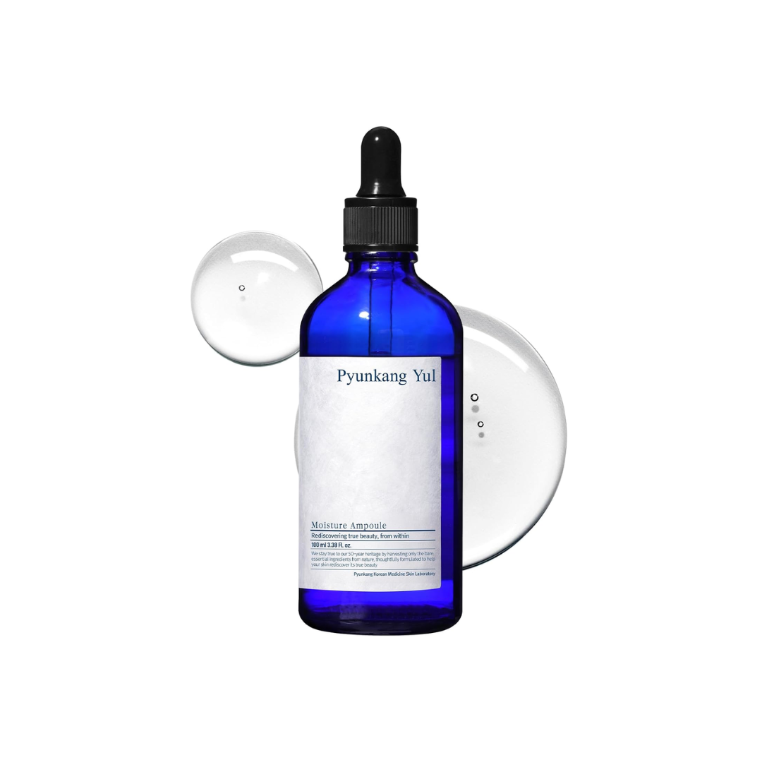PYUNKANG YUL Moisture Ampoule is a deeply hydrating serum formulated with Coptis Japonica Extract to calm and nourish the skin. Its unique honey-like texture locks in moisture, reduces irritation, and helps balance the complexion, leaving skin soft, smooth, and healthy-looking.