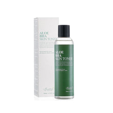 Load image into Gallery viewer, BENTON Aloe BHA Skin Toner combines soothing Aloe Barbadensis Leaf Water with exfoliating Salicylic Acid to hydrate, calm, and refine the skin. Enriched with Sodium Hyaluronate and Polyglutamic Acid, it locks in moisture, while botanical extracts like Portulaca Oleracea and Cynanchi Radix nourish and rejuvenate. This toner gently unclogs pores, balances oil, and promotes a smoother complexion, making it ideal for sensitive and acne-prone skin.
