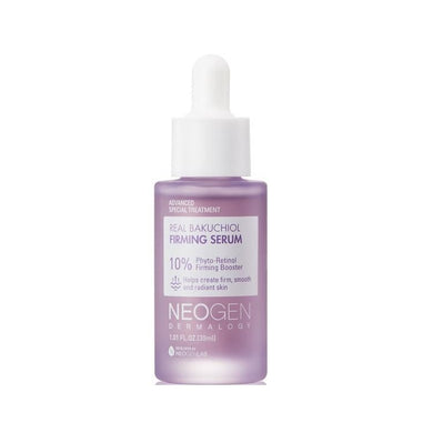 NEOGEN Dermalogy Real Bakuchiol Firming Serum is a powerful anti-aging serum formulated with Bakuchiol, a plant-based alternative to retinol, that helps to firm and smooth the skin. Enriched with Blackberry Fruit Extract, Niacinamide, and Hyaluronic Acid, this serum provides deep hydration while improving skin elasticity and reducing the appearance of fine lines and wrinkles. The addition of botanical oils like Tea Tree and Lavender, along with antioxidant-rich ingredients, helps to soothe and protect the s