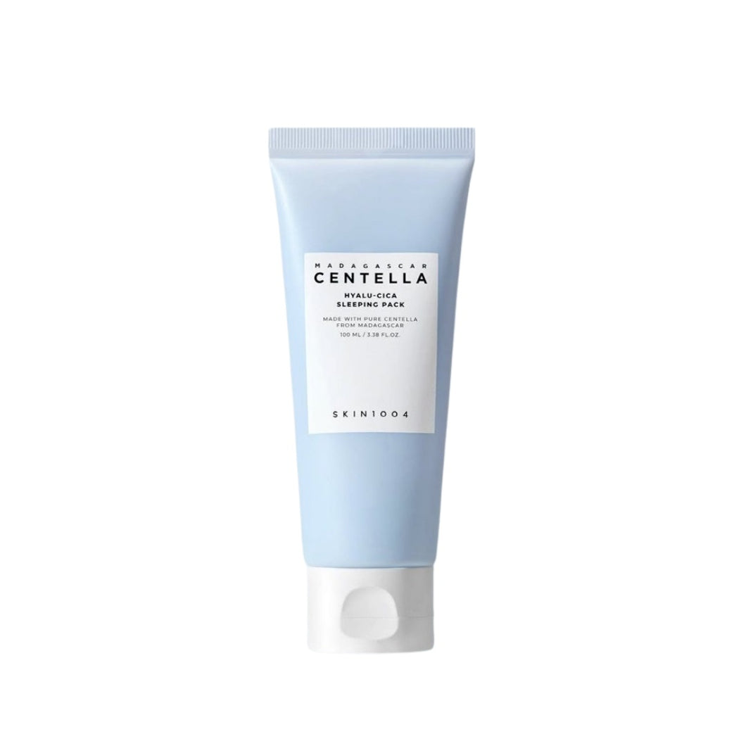 SKIN1004 Madagascar Centella Hyalu-Cica Sleeping Pack is a nourishing overnight treatment designed to hydrate and soothe the skin. It features a rich blend of Centella Asiatica Leaf Extract, Hyaluronic Acid, and Niacinamide to enhance skin barrier function, provide deep hydration, and improve skin tone. Enriched with botanical extracts like Pear Fruit and Melon, and soothing Rosa Damascena Flower Water, this sleeping pack helps to calm the skin overnight, promoting a refreshed and revitalized appearance by 