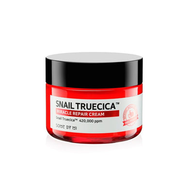 SOME BY MI Snail Truecica Miracle Repair Cream is enriched with 40% Snail Secretion Filtrate and Truecica™ ingredients like Centella Asiatica Extract and Tea Tree Leaf Extract to deeply repair and soothe damaged skin. Formulated with Ceramides and Squalane, it strengthens the skin barrier while locking in moisture. Enhanced with Hydrolyzed Collagen, Madecassoside, and Niacinamide, this cream improves elasticity, brightens skin tone, and supports skin recovery from scars and irritation. Perfect for sensitive